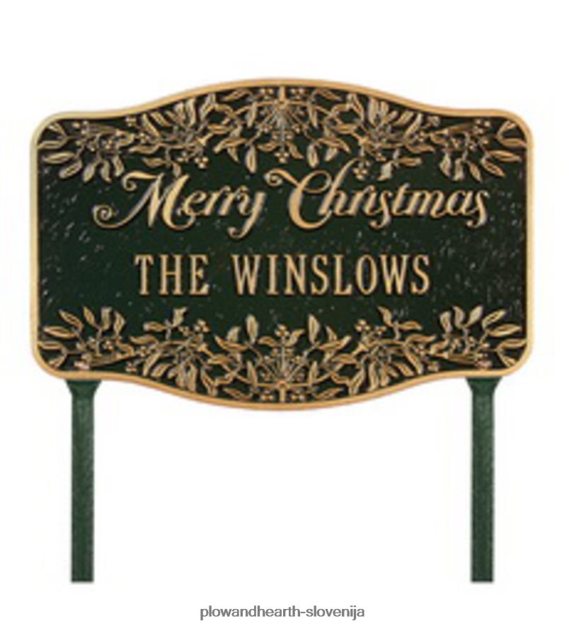 Ameriško izdelan personaliziran napis za dvorišče vesel božič iz litega aluminija - zelene barve Plow & Hearth 2V4608711 dvorišče & vrt