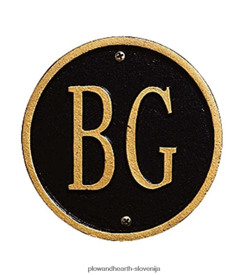 pozdravna plošča z monogramom iz litega aluminija - črna Plow & Hearth 2V4608715 dvorišče & vrt