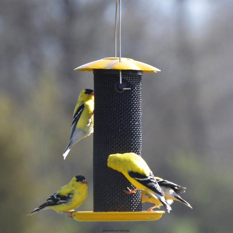 drobna rumena ptičja krmilnica s semeni badlja - rumena Plow & Hearth 2V4608767 dvorišče & vrt