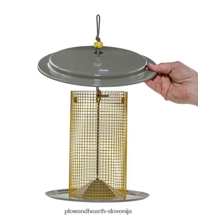 velika kovinska ptičja krmilnica s sončničnimi semeni - modra Plow & Hearth 2V4608777 dvorišče & vrt