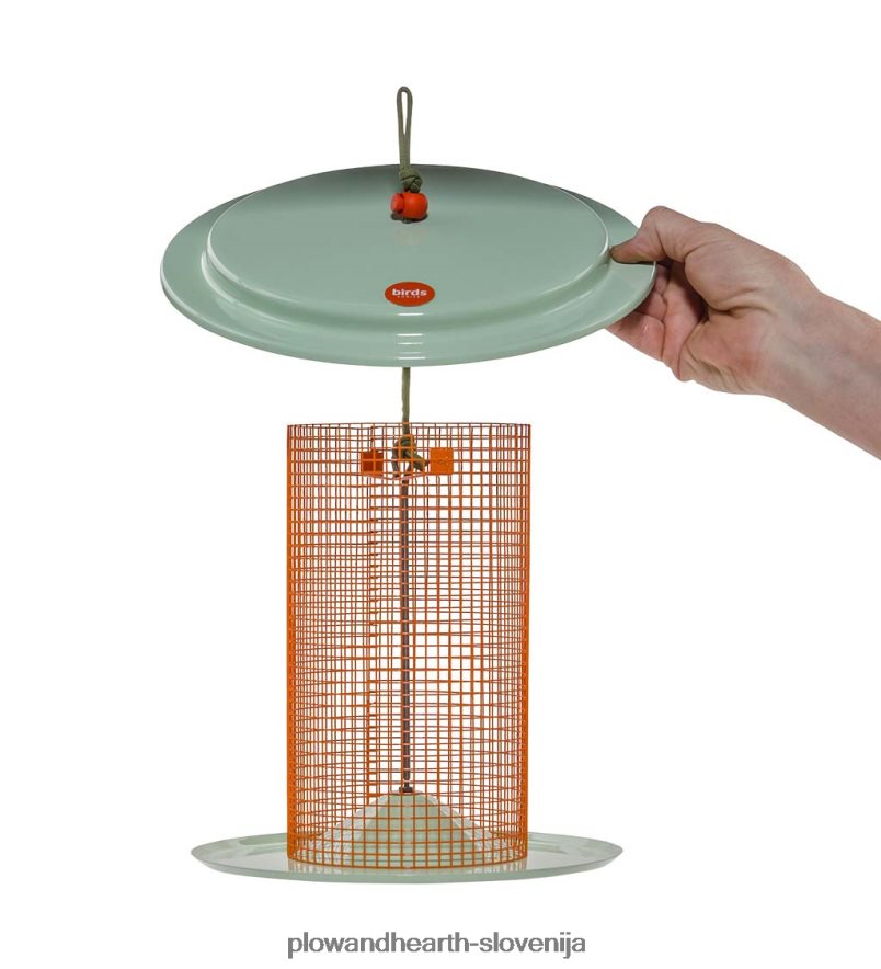 velika kovinska ptičja krmilnica s sončničnimi semeni - modra Plow & Hearth 2V4608777 dvorišče & vrt