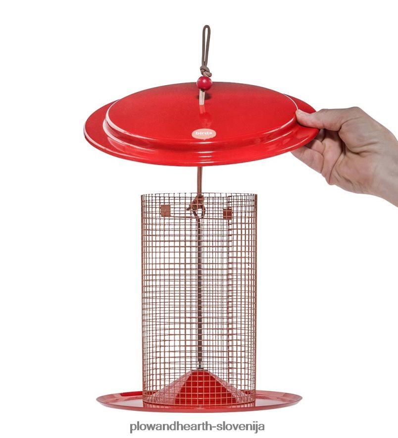 velika kovinska ptičja krmilnica s sončničnimi semeni - modra Plow & Hearth 2V4608777 dvorišče & vrt