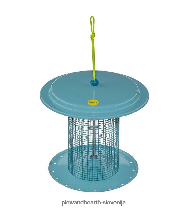 velika kovinska ptičja krmilnica s sončničnimi semeni - modra Plow & Hearth 2V4608777 dvorišče & vrt