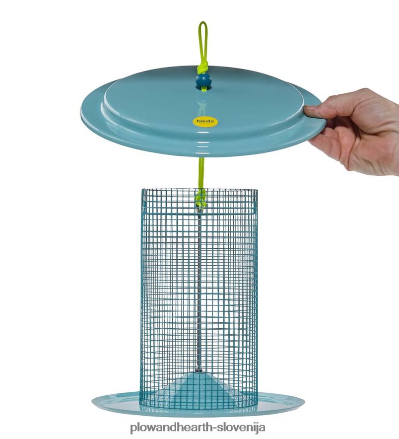 velika kovinska ptičja krmilnica s sončničnimi semeni - modra Plow & Hearth 2V4608777 dvorišče & vrt