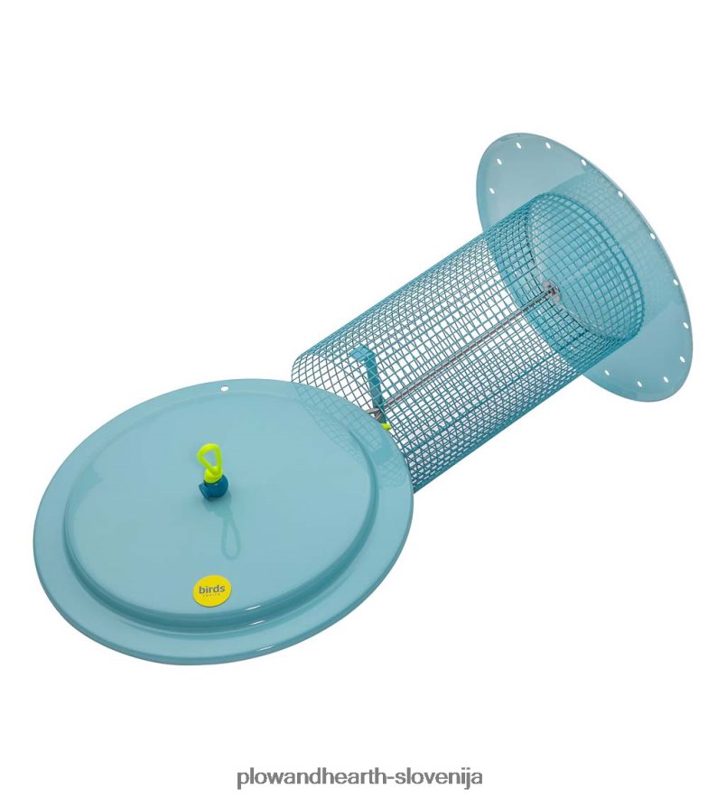 velika kovinska ptičja krmilnica s sončničnimi semeni - modra Plow & Hearth 2V4608777 dvorišče & vrt