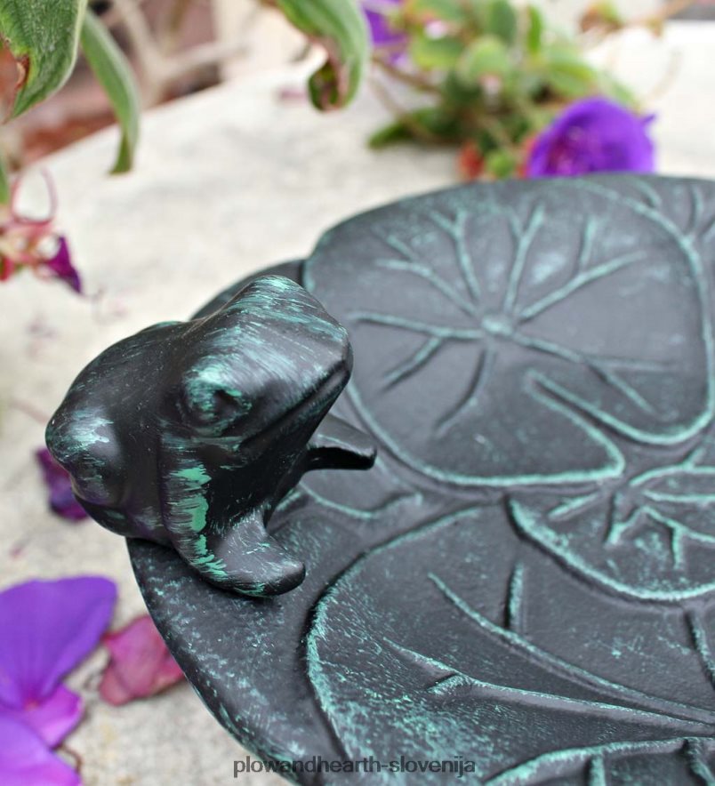 žaba namizna kovinska ptičja kopel - verdigris Plow & Hearth 2V4608838 dvorišče & vrt