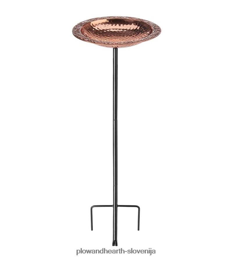 ptičja kopel iz čistega bakra na prašno lakiranem jeklenem drogu s trdnim trikrakim drogom Plow & Hearth 2V4608830 dvorišče & vrt