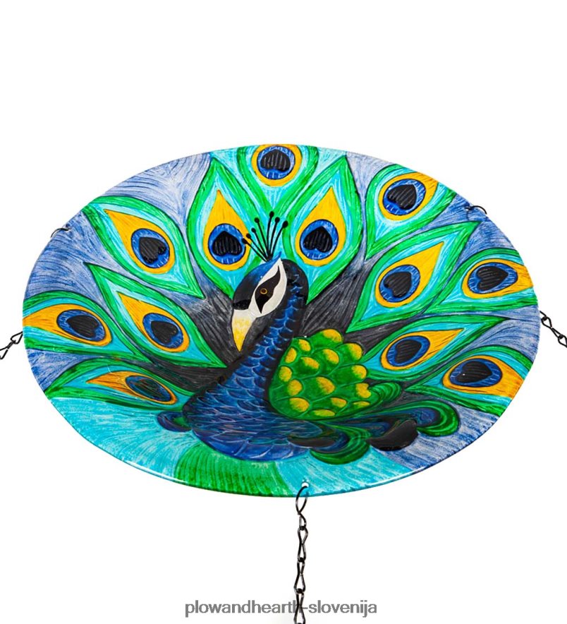 steklena viseča pava ptičja kopel Plow & Hearth 2V4608853 dvorišče & vrt