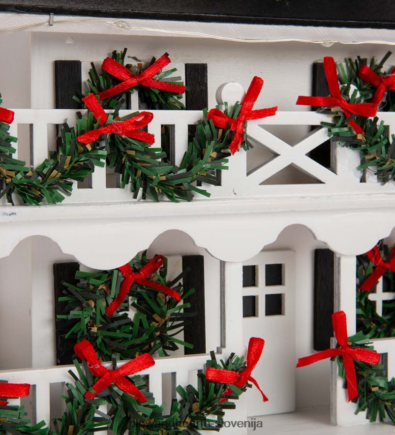 osvetljena počitniška kolonialna koča ptičja hišica in komplet palic za podstavek Plow & Hearth 2V460832 dvorišče & vrt