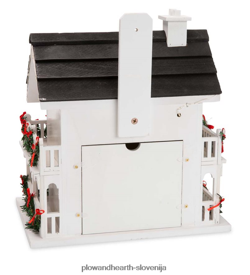 osvetljena počitniška kolonialna koča ptičja hišica in komplet palic za podstavek Plow & Hearth 2V460832 dvorišče & vrt