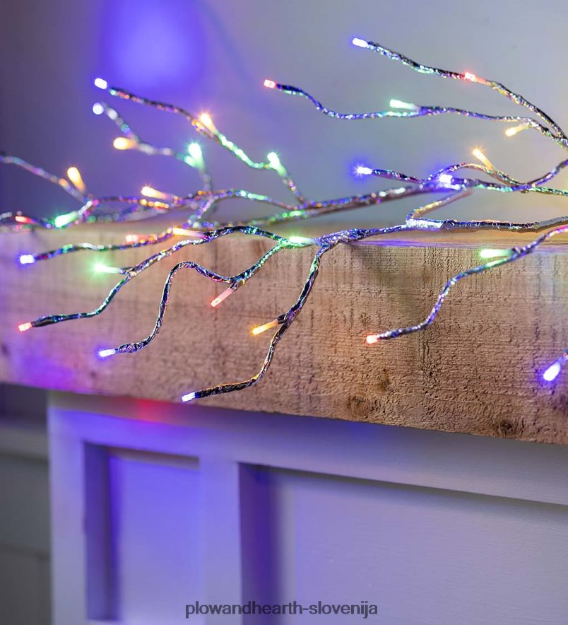 srebrna kovinska girlanda za notranjo/zunanjo uporabo z lučkami z dvojno funkcijo Plow & Hearth 2V460829 dvorišče & vrt