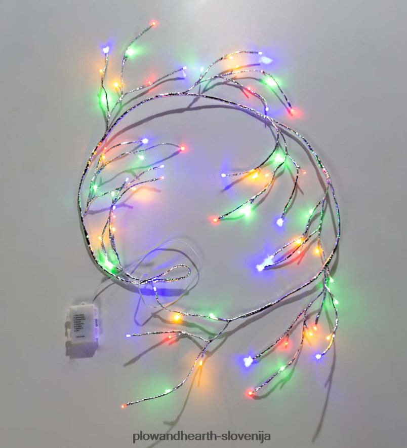 srebrna kovinska girlanda za notranjo/zunanjo uporabo z lučkami z dvojno funkcijo Plow & Hearth 2V460829 dvorišče & vrt