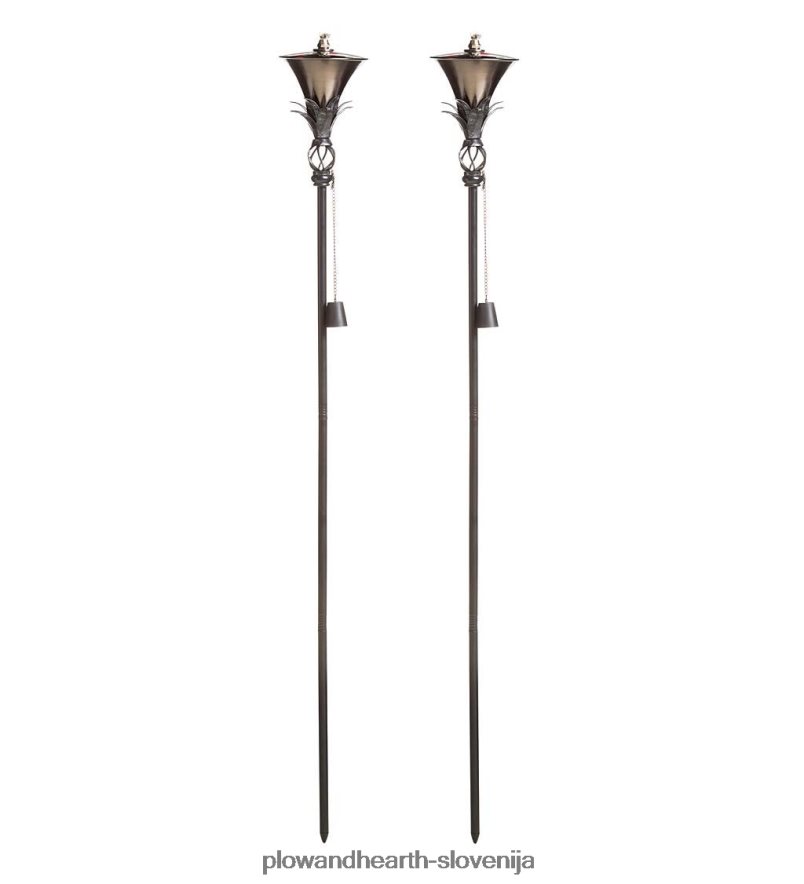 jeklene vrtne svetilke, set 2 - nikelj Plow & Hearth 2V4608204 dvorišče & vrt