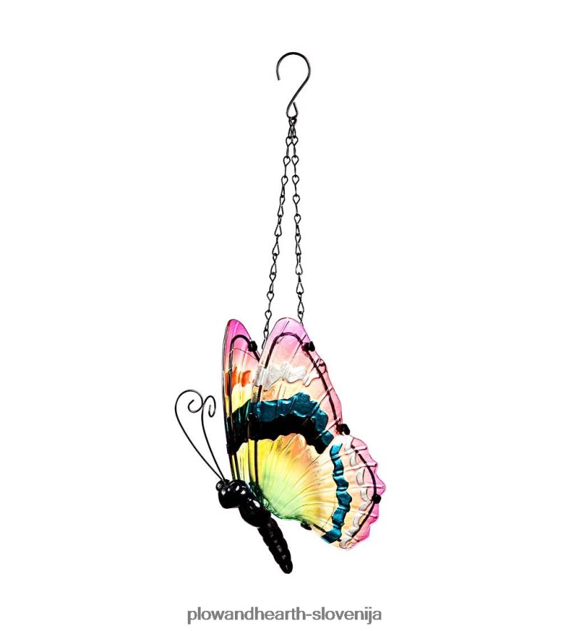 osvetljen stekleni mobilni metulj - roza Plow & Hearth 2V4608139 dvorišče & vrt