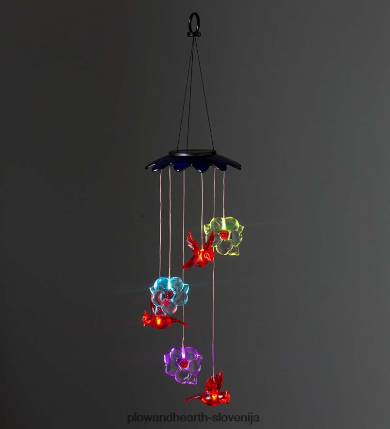 solarni mobilnik, ki spreminja barvo, s kardinali in rožami Plow & Hearth 2V4608303 dvorišče & vrt