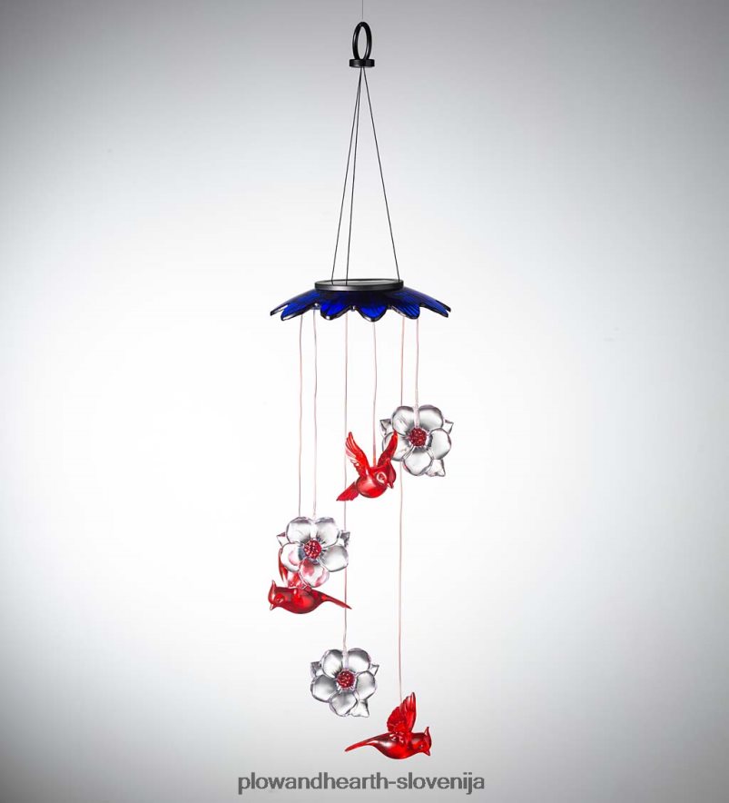 solarni mobilnik, ki spreminja barvo, s kardinali in rožami Plow & Hearth 2V4608303 dvorišče & vrt