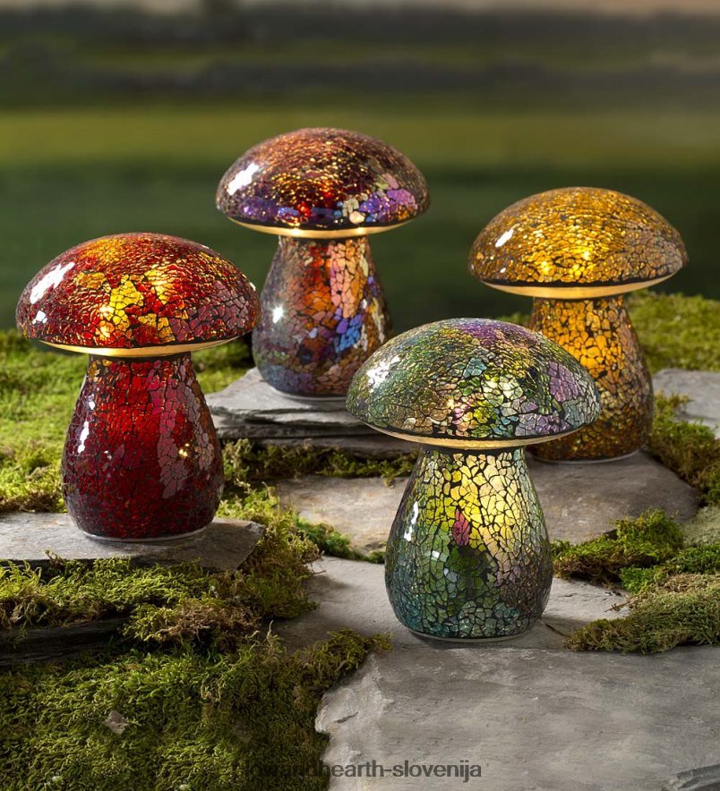stekleni mozaik travni okras goba - vijolična Plow & Hearth 2V460861 dvorišče & vrt
