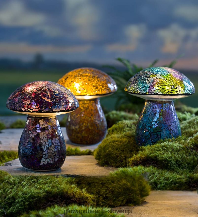 stekleni mozaik travni okras goba - vijolična Plow & Hearth 2V460861 dvorišče & vrt