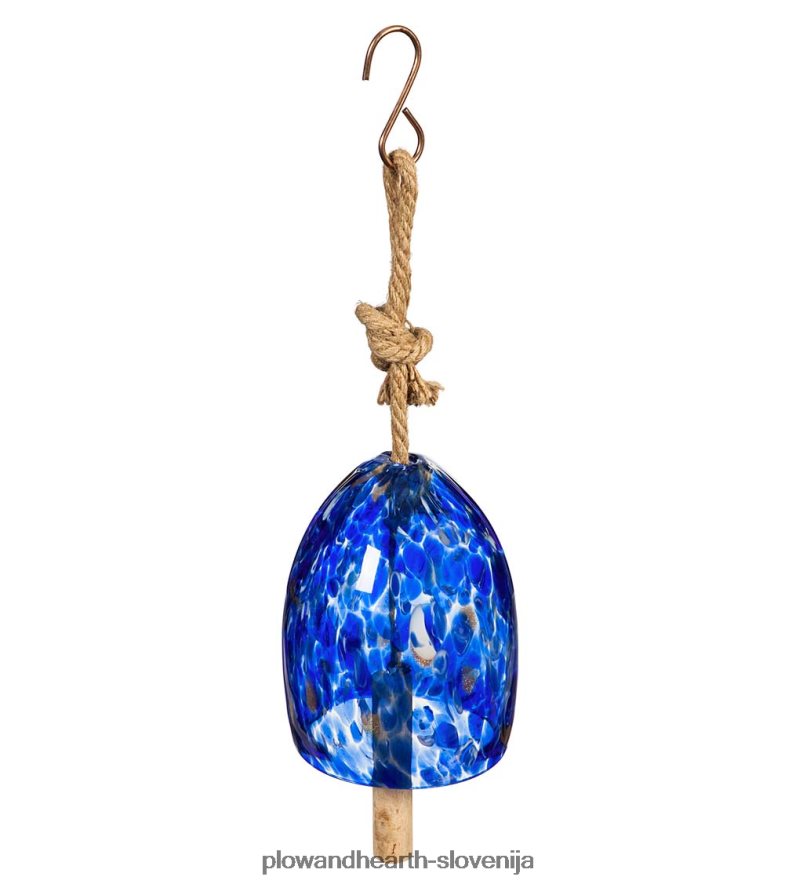 umetniški stekleni vrtni zvonček - moder Plow & Hearth 2V4608120 dvorišče & vrt