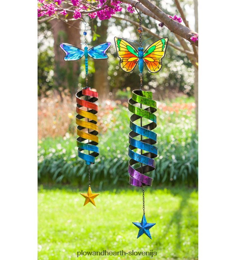 vetrni vrtalki Garden Friends metulj in kačji pastirji, komplet 2 kom Plow & Hearth 2V4608318 dvorišče & vrt