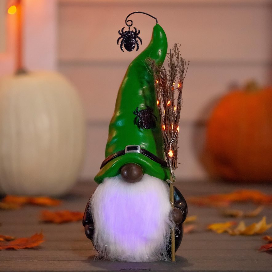 osvetljen kip gnoma čarovnice s pajkovim klobukom - afriški Plow & Hearth 2V4608518 dvorišče & vrt