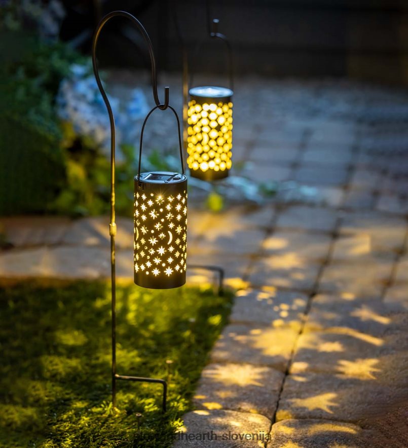 nebesne solarne LED potne luči s senco, komplet 6 kom Plow & Hearth 2V4608462 dvorišče & vrt