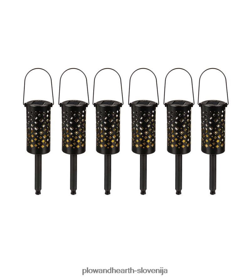 nebesne solarne LED potne luči s senco, komplet 6 kom Plow & Hearth 2V4608462 dvorišče & vrt