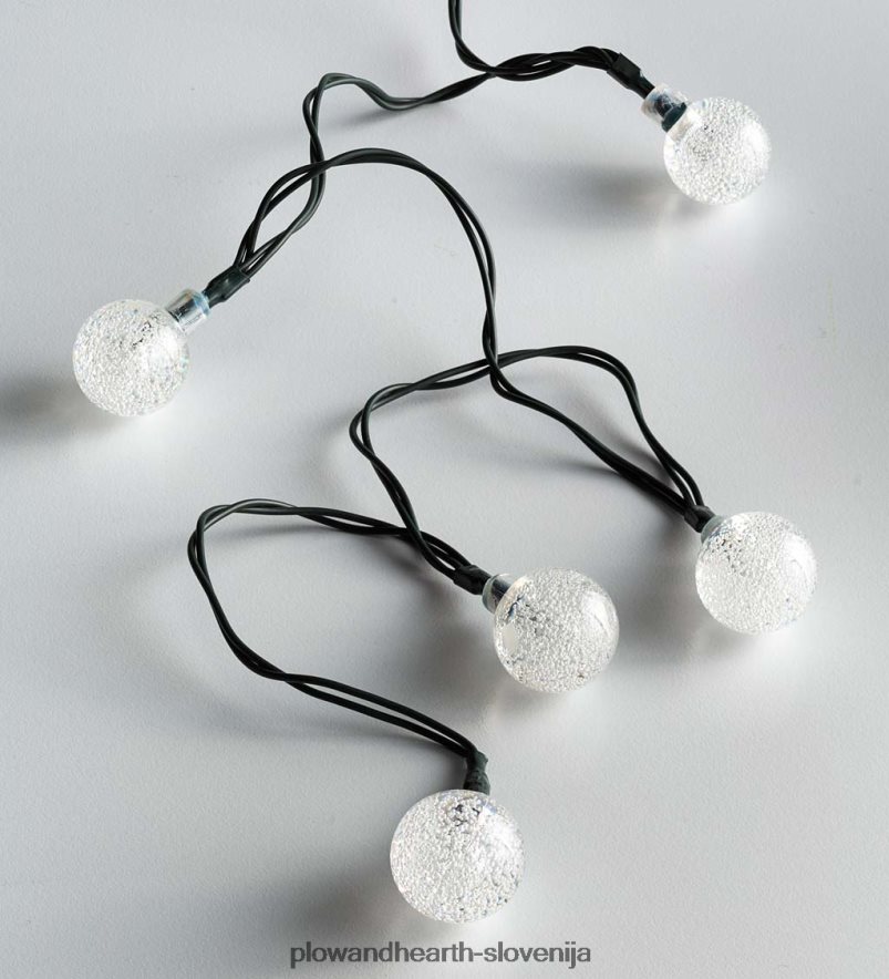 večnamenske solarne kroglične luči s 50 toplo belimi LED Plow & Hearth 2V4608457 dvorišče & vrt