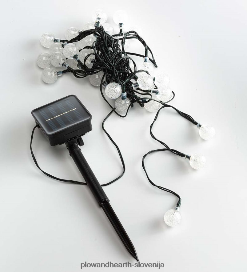 večnamenske solarne kroglične luči s 50 toplo belimi LED Plow & Hearth 2V4608457 dvorišče & vrt