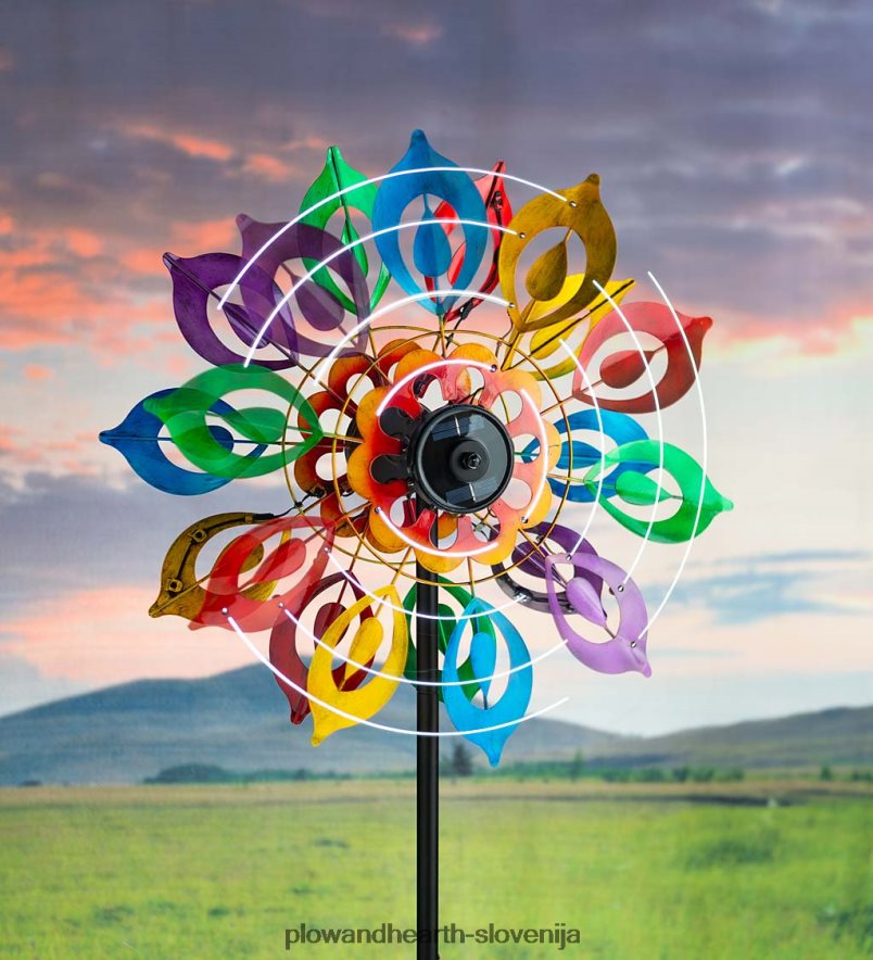 večbarvna lilija, sončno osvetljena kovinska vetrnica - multi Plow & Hearth 2V4608345 dvorišče & vrt