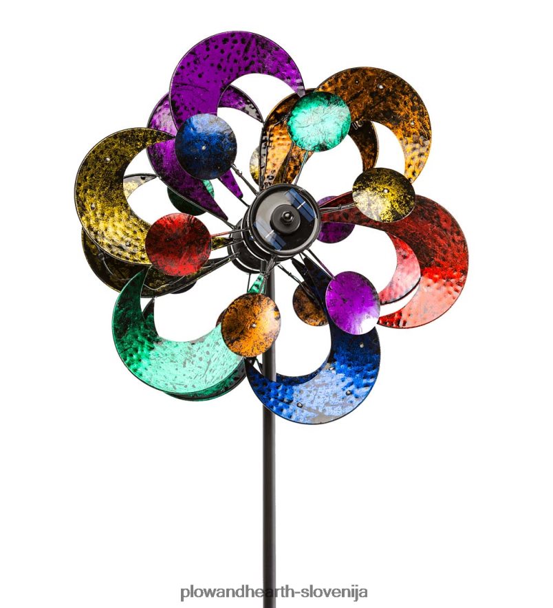 velika večbarvna gala vetrnica s štirimi rotorji, osvetljena s sončno svetlobo Plow & Hearth 2V460875 dvorišče & vrt