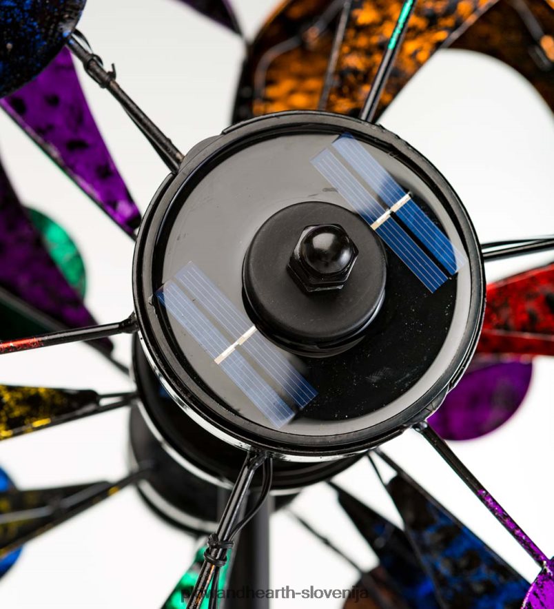 velika večbarvna gala vetrnica s štirimi rotorji, osvetljena s sončno svetlobo Plow & Hearth 2V460875 dvorišče & vrt