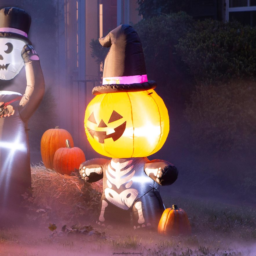 osvetljeno jack-o-lantern okostnjak za noč čarovnic napihljiv Plow & Hearth 2V4608431 dvorišče & vrt