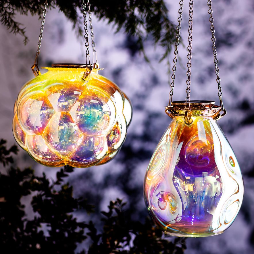 solarne viseče mavrične steklene luči Plow & Hearth 2V4608418 dvorišče & vrt