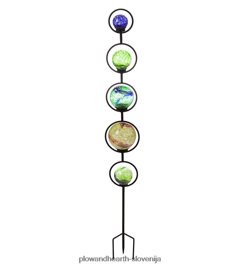 umetniške steklene krogle, ki se svetijo v temi, z vrtnim količkom iz kovinskega okvirja Plow & Hearth 2V4608223 dvorišče & vrt