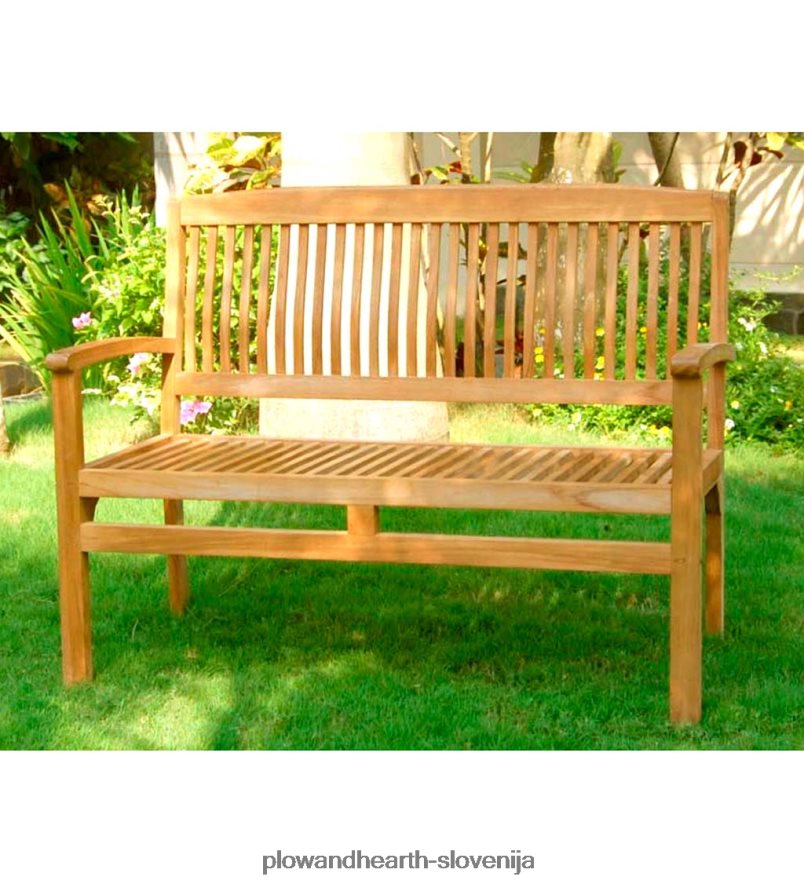 klop iz tikovine z nasloni za roke Plow & Hearth 2V4608503 dvorišče & vrt