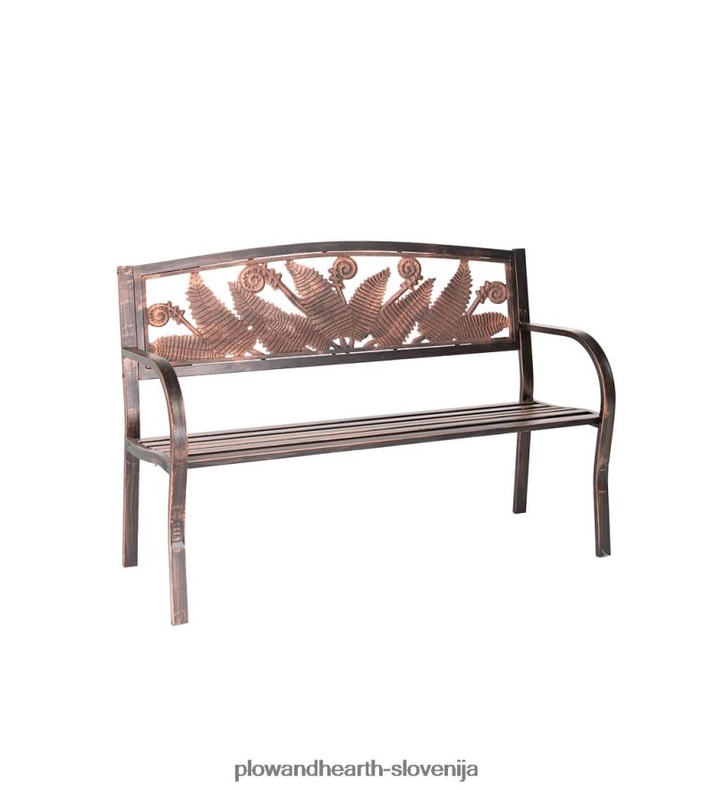 praprotni listi kovinska vrtna klop - bron Plow & Hearth 2V4608505 dvorišče & vrt