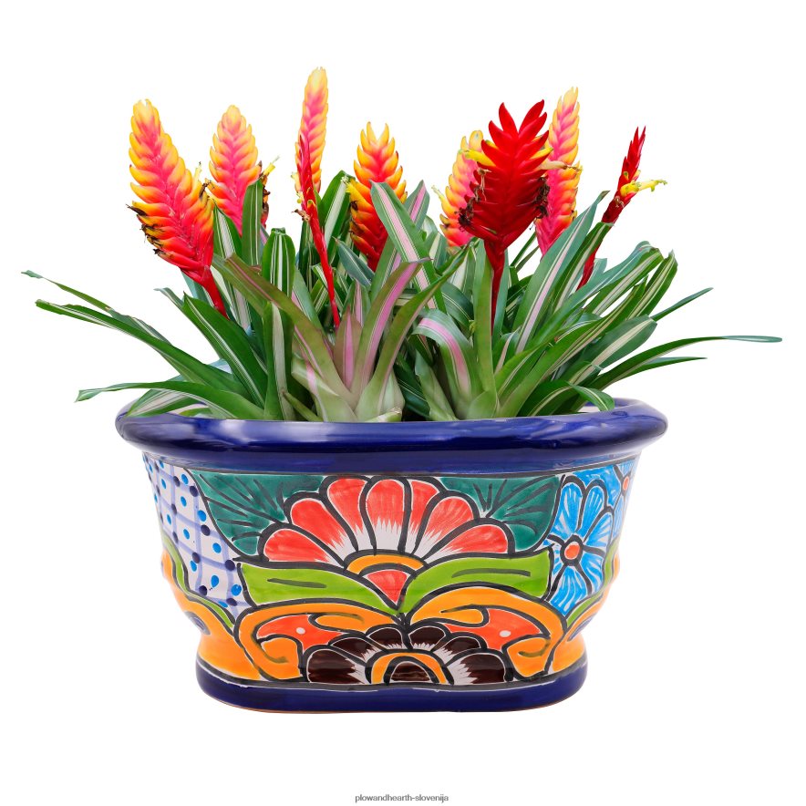 belo in mornarsko modro talavera ledge sadilnik Plow & Hearth 2V4608972 dvorišče & vrt