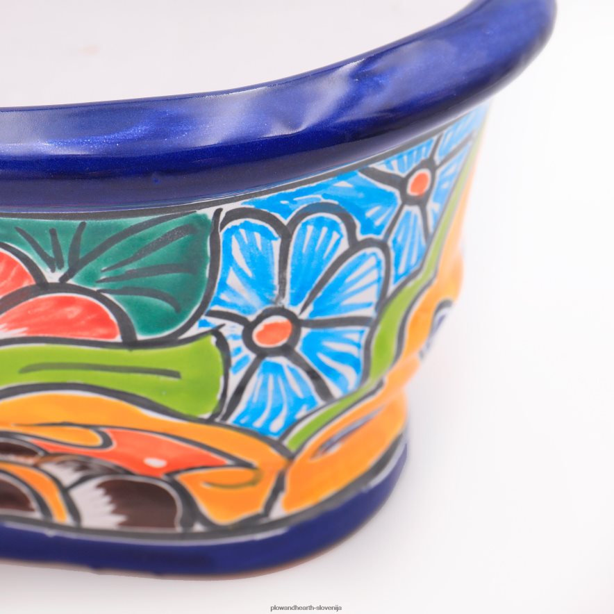 belo in mornarsko modro talavera ledge sadilnik Plow & Hearth 2V4608972 dvorišče & vrt