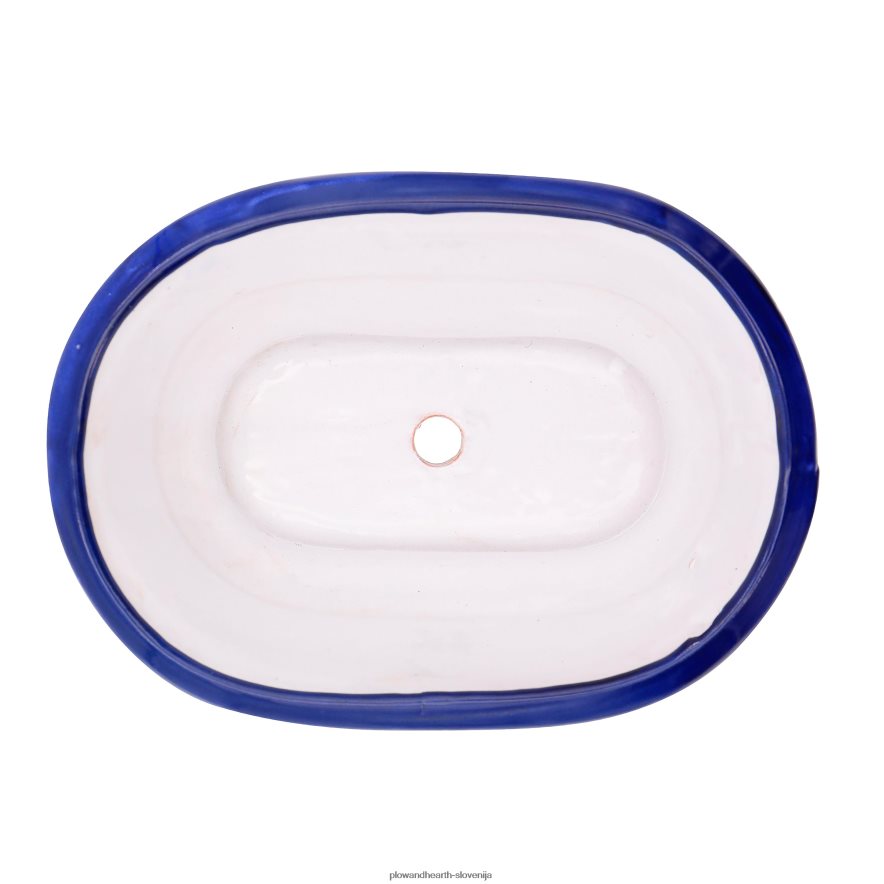 belo in mornarsko modro talavera ledge sadilnik Plow & Hearth 2V4608972 dvorišče & vrt