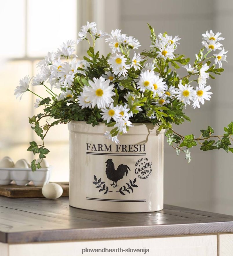 kmečka sveža petelinska lončena posoda - modra Plow & Hearth 2V4608953 dvorišče & vrt