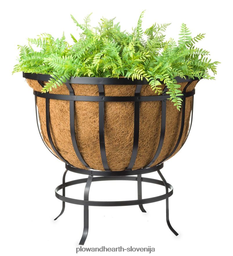 kovinski košarasti sadilnik s kokosovo podlogo Plow & Hearth 2V4608914 dvorišče & vrt