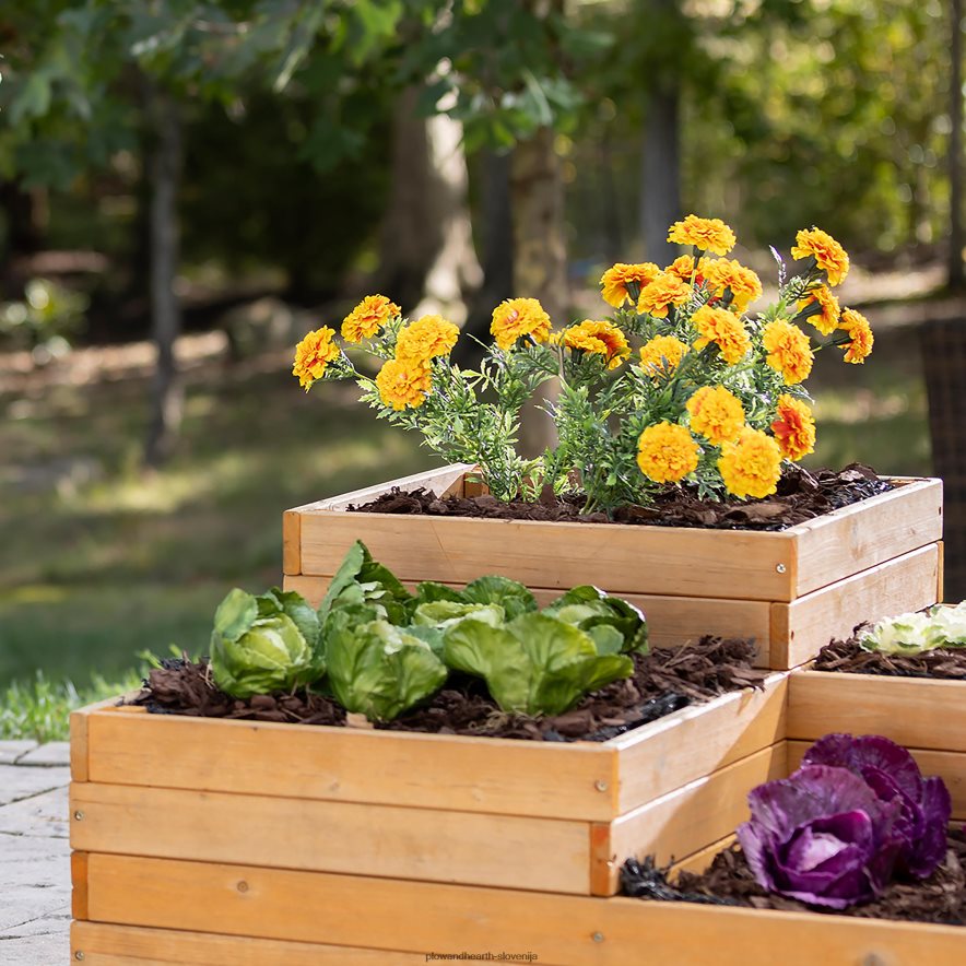 lesen vrtni sadilnik s štirimi kockami z dvignjeno posteljo Plow & Hearth 2V4608909 dvorišče & vrt