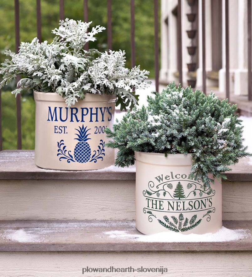 personalizirana lončena posoda za dobrodošlico iz bora - črna Plow & Hearth 2V4608916 dvorišče & vrt