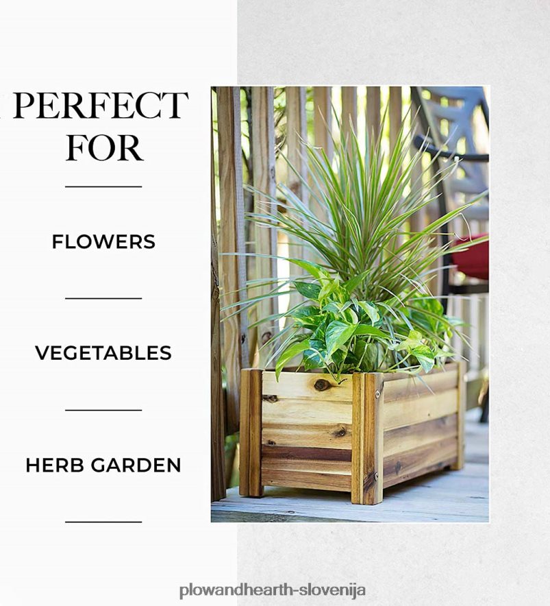 pravokotni sadilnik za akacijev les Plow & Hearth 2V4608918 dvorišče & vrt