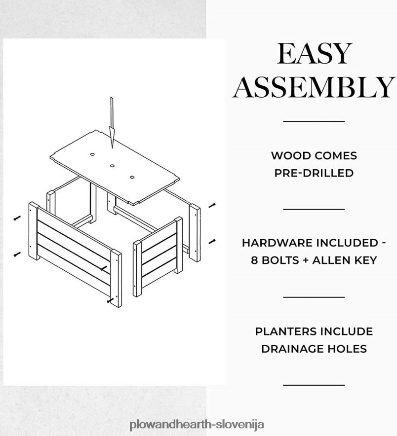 pravokotni sadilnik za akacijev les Plow & Hearth 2V4608918 dvorišče & vrt