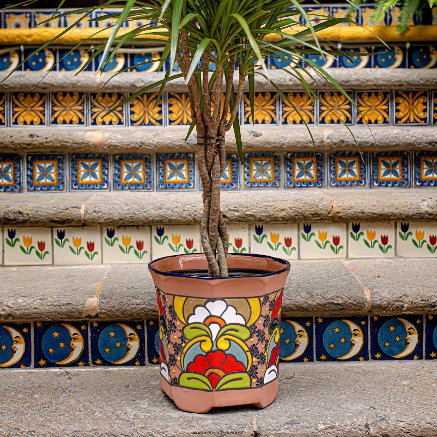 srednje osmerokotna vaza za rože talavera Plow & Hearth 2V4608957 dvorišče & vrt