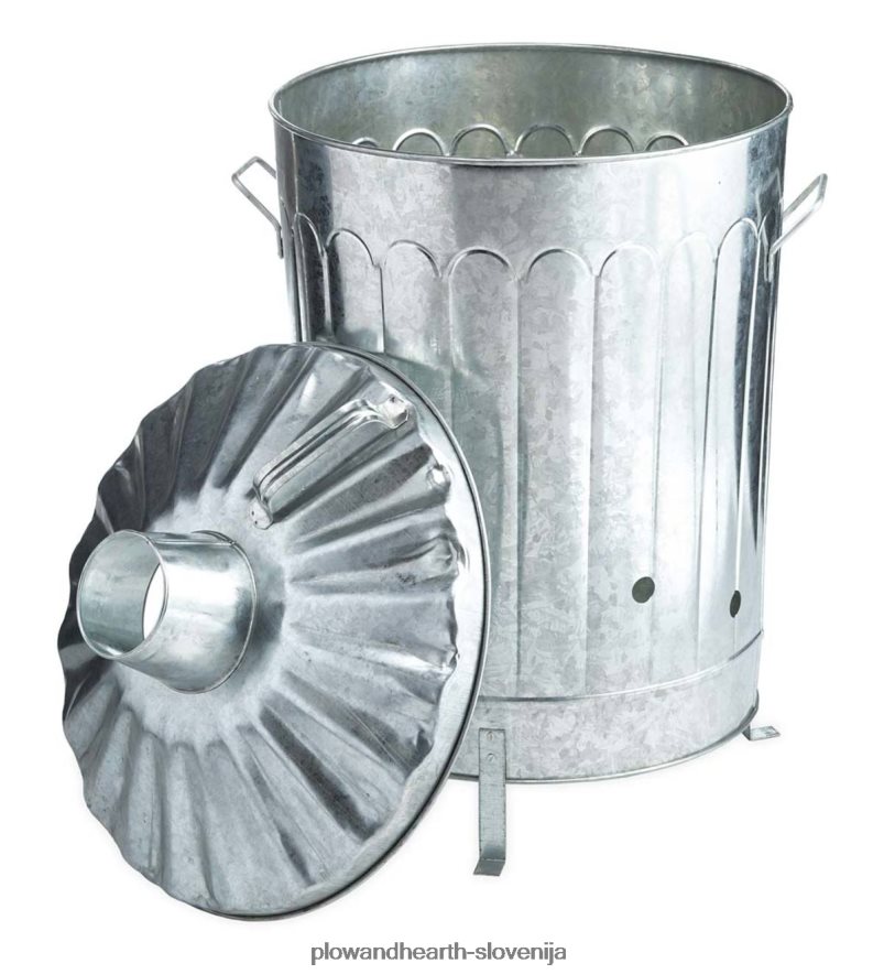 pocinkana kovinska posoda za vrtne/domače sežigalnice odpadkov Plow & Hearth 2V4608990 dvorišče & vrt