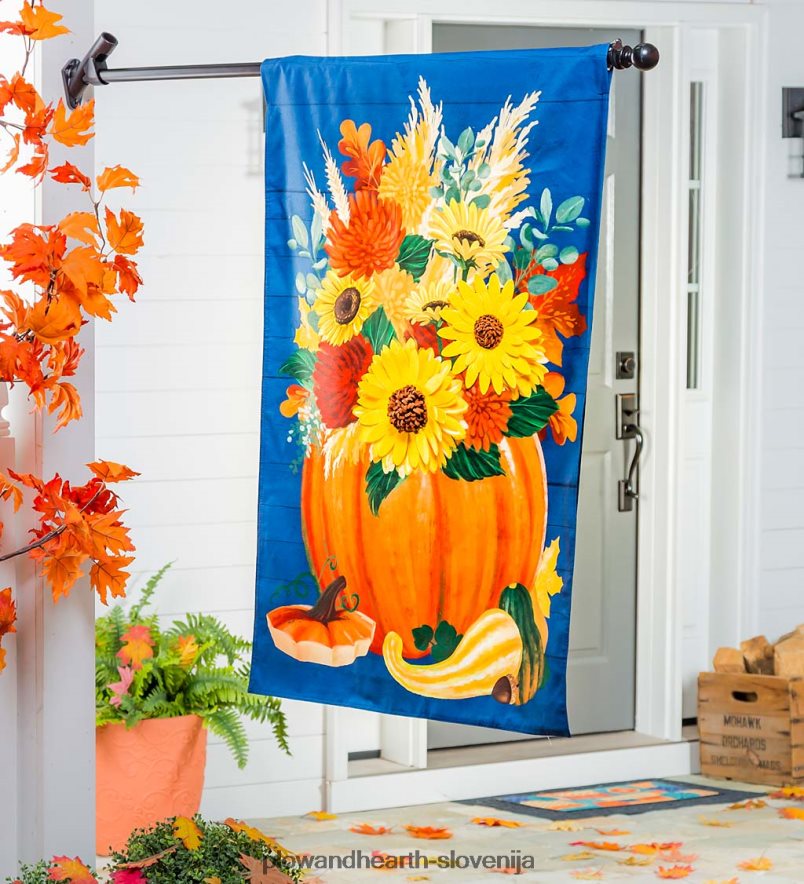 cvetlična bučna lanena hišna zastava Plow & Hearth 2V4608622 dvorišče & vrt