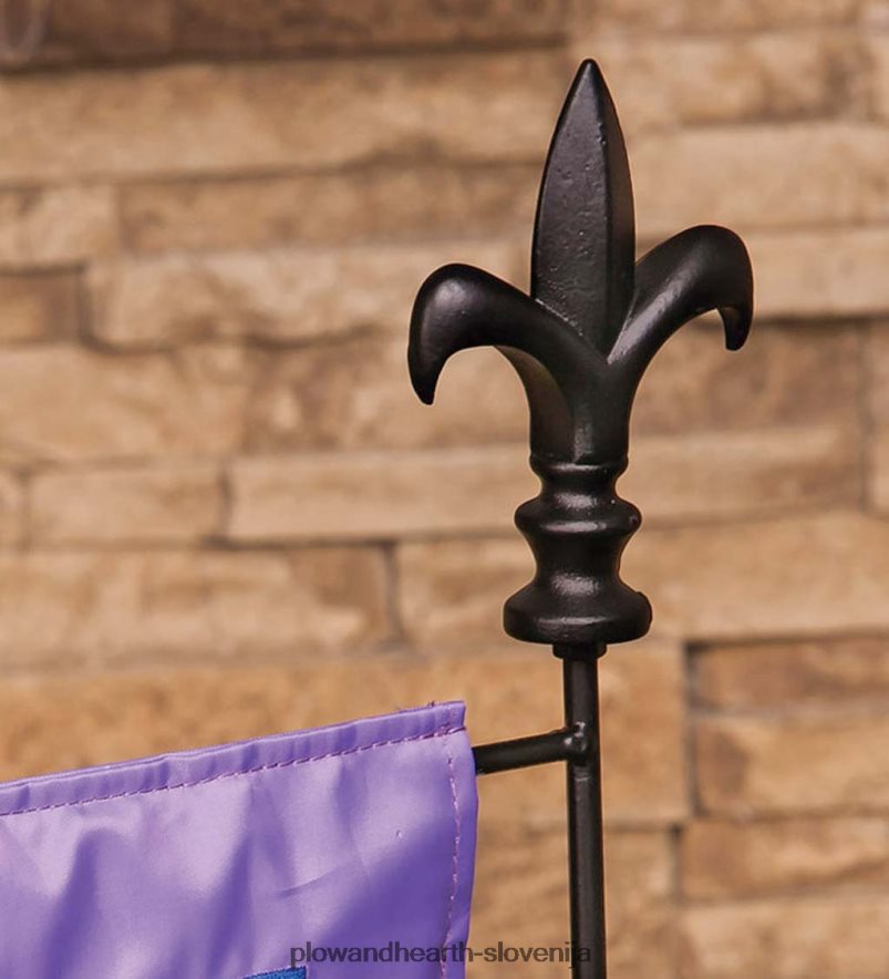 kovinsko stojalo za vrtno zastavo s končnico Fleur de Lis Plow & Hearth 2V4608359 dvorišče & vrt